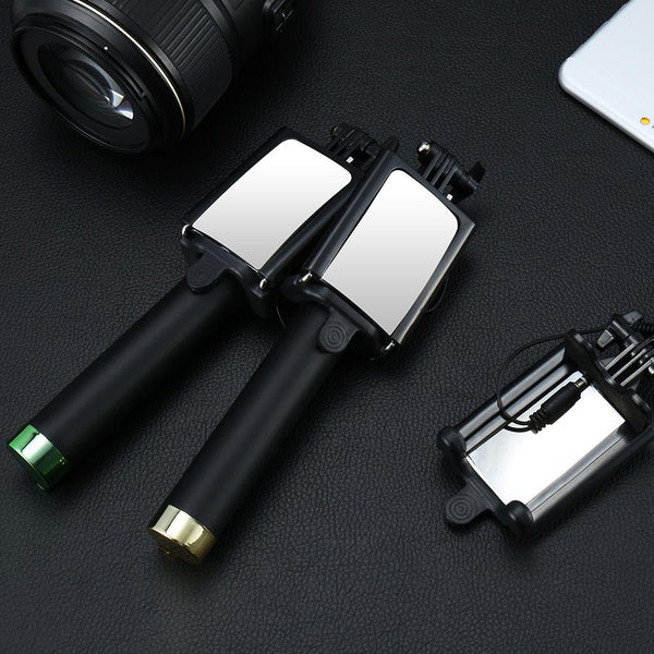 Wired Handheld Selfie Stick Monopod With Mirror