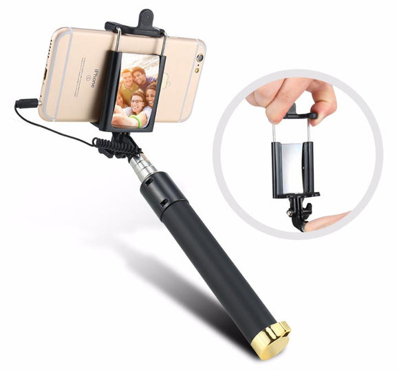Wired Handheld Selfie Stick Monopod With Mirror